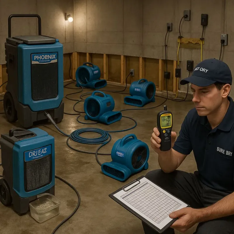 Structural Drying and Dehumidification process in Douglas, MA